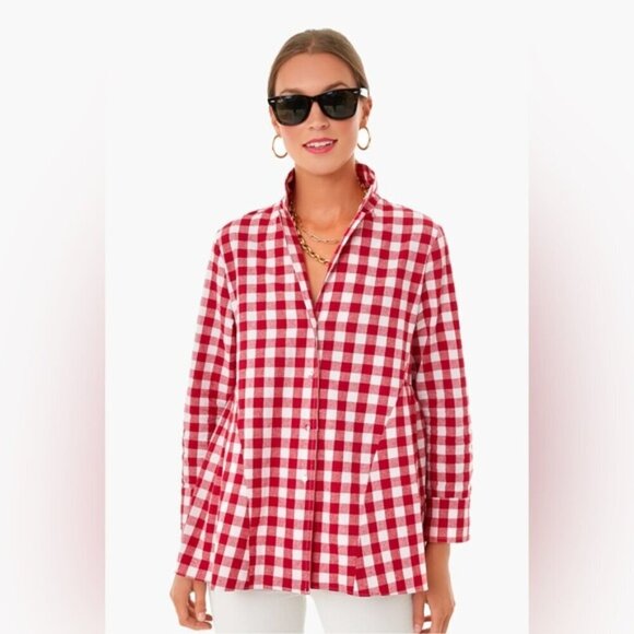 Pomander Place - Gingham Scarlett Button Down Shirt - pple Red. Size: XL. (1721) - Picture 5 of 10